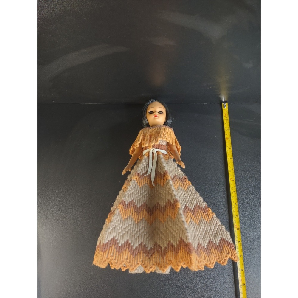Vintage Native American Doll with Handmade Crochet Dress - Picture 6 of 6